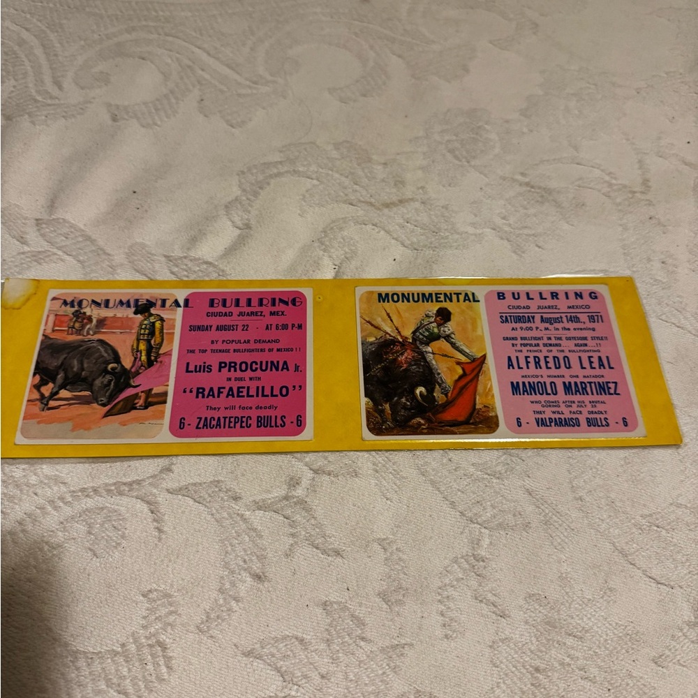 Vintage 1971 Bullfighting‎ pink postcards set
